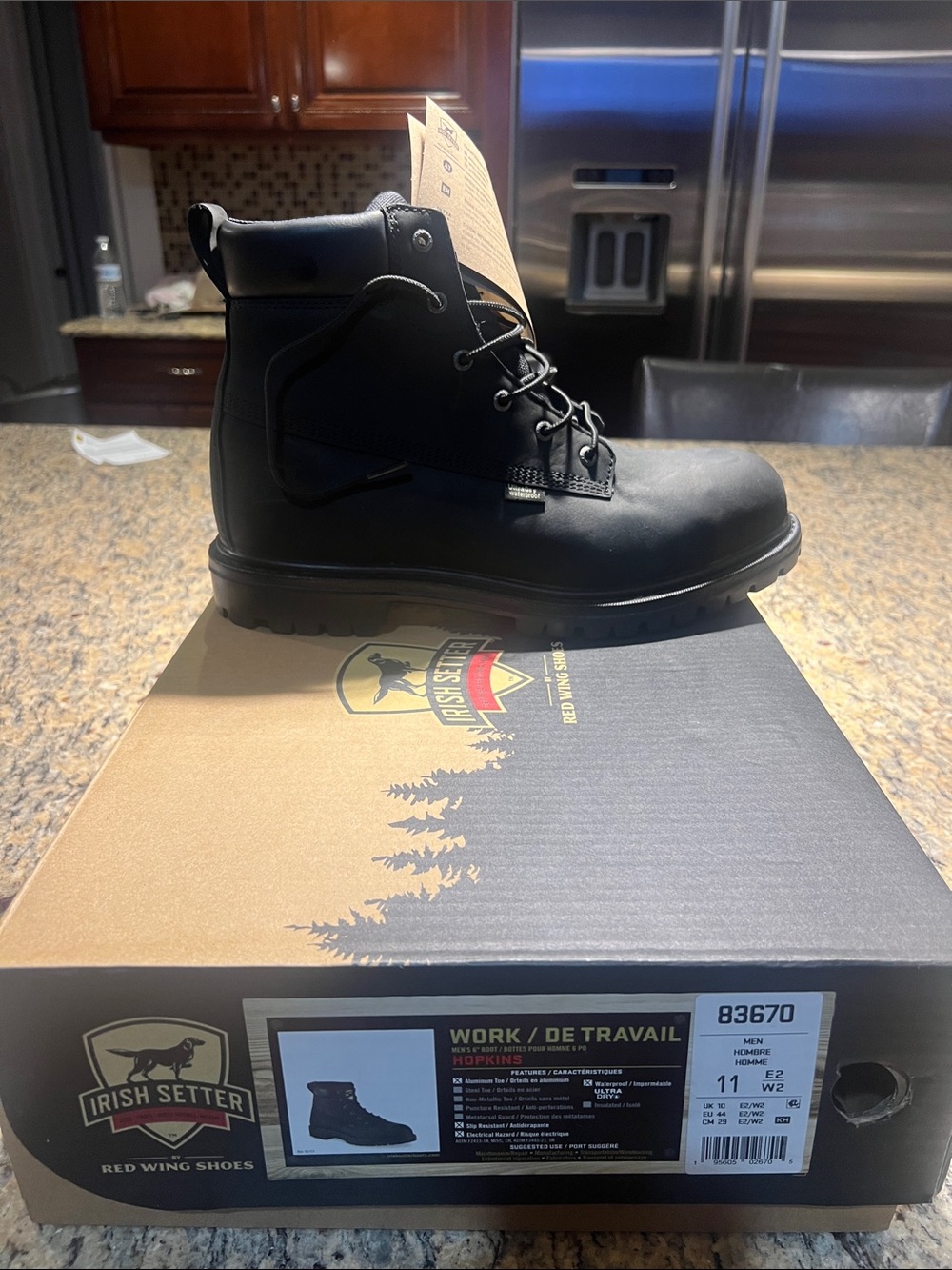 Irish Setter Black Men's Work Boot - Hopkins Style